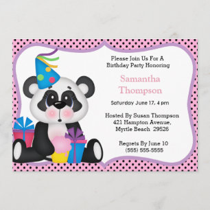 Invitation Cartons d'invitation d'anniversaire de Panda
