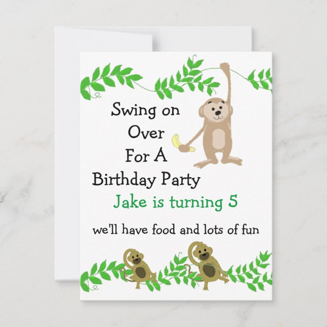 Invitation Cartons d'invitation d'anniversaire Petit Singe (Devant)
