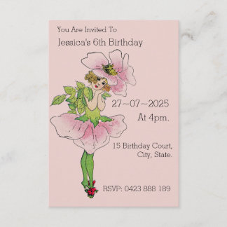 Invitation Cartons d'invitation d'anniversaire rose fée vinta