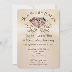 Invitation Cartons d'invitation d'anniversaire Rose Gold, Per