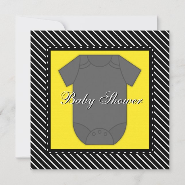 Invitation Cartons d'invitation de baby shower noir jaune (Devant)