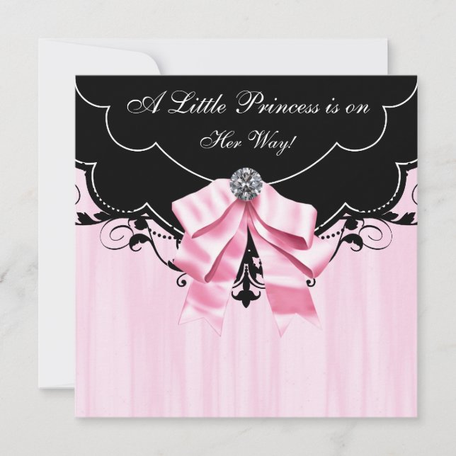 Invitation Cartons d'invitation de Baby Shower Princesse Noir (Devant)