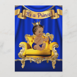 Invitation Cartons d'invitation de baby shower Royal Blue Gol