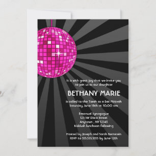 Invitation Cartons d'invitation de Bat Mitzvah à boule disco 