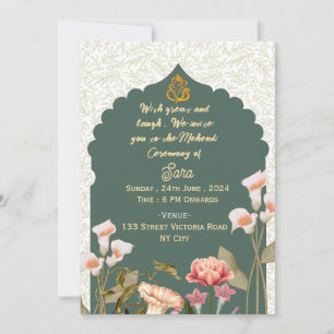 Invitation Cartons d'invitation de cérémonie Mehendi de maria
