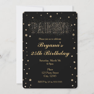 Invitation Cartons d'invitation de FÊTE à paillettes fausses 