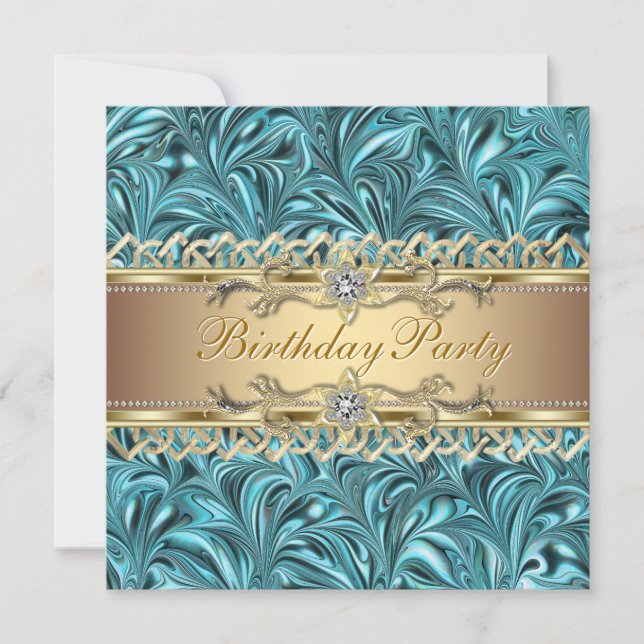 Invitation Cartons d'invitation de fête d'anniversaire Bleu s (Devant)