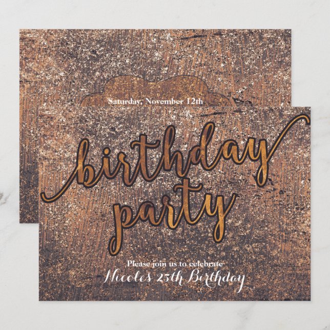 Invitation Cartons d'invitation de fête d'anniversaire Glamou (Devant / Derrière)