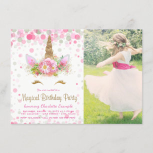 Invitation Cartons d'invitation de fête d'anniversaire Licorn
