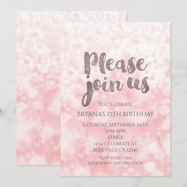 Invitation Cartons d'invitation de fête d'anniversaire Peach  (Devant / Derrière)