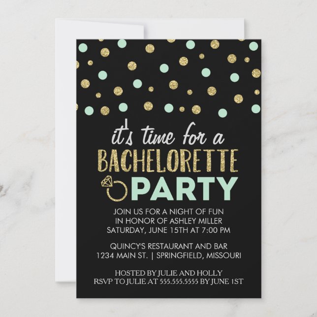 Invitation Cartons d'invitation de fête de bachelor chic avec (Devant)