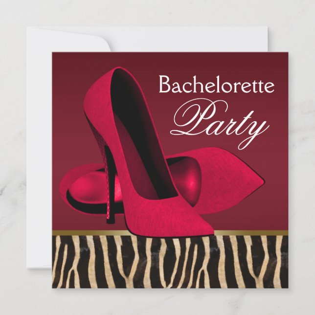 Invitation Cartons d'invitation de fête de bachelorat Red Zeb (Devant)