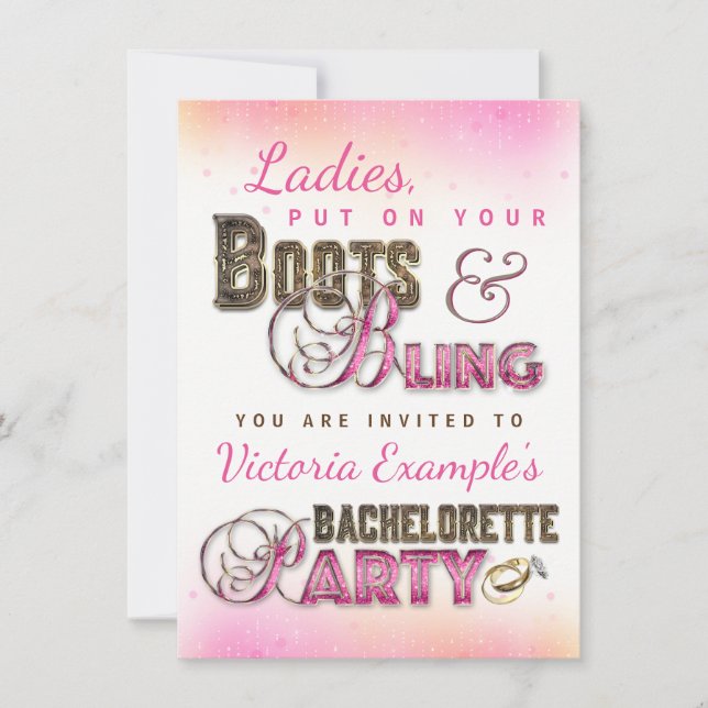 Invitation Cartons d'invitation de fête de Bachelorette Boots (Devant)