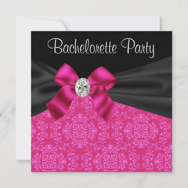 Invitation Cartons d'invitation de fête de Bachelorette rose  (Devant)
