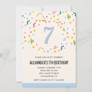 Invitation Cartons d'invitation de fête de couleur confettis 