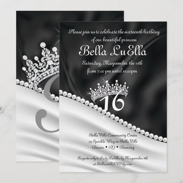 Invitation Cartons d'invitation de fête de diamant de Princes (Devant / Derrière)