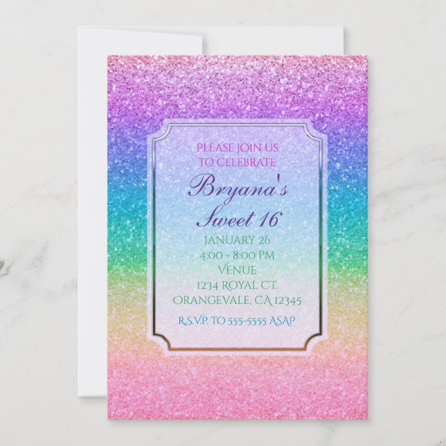 Invitation Cartons d'invitation de fête Glam Paillettes Arc-e (Devant)