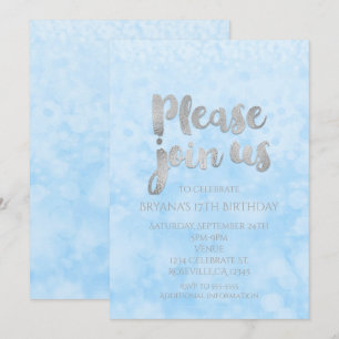 Invitation Cartons d'invitation de fête Glamour Blue & Silver