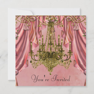 Invitation Cartons d'invitation de fête lustre rose et or