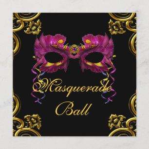 Invitation Cartons d'invitation de fête masquée rose chaux no