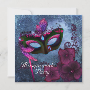 Invitation Cartons d'invitation de fête masquée Rose Violet B