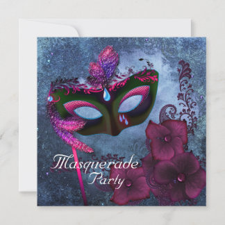 Invitation Cartons d'invitation de fête masquée Rose Violet B