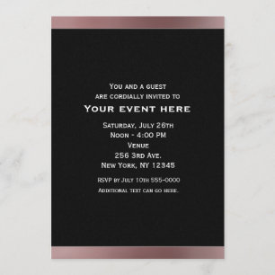 Invitation Cartons d'invitation de fête Mauve Rose et Or Noir