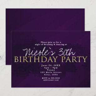 Invitation Cartons d'invitation de fête moderne Purple Black 