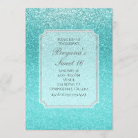 Cartons d'invitation de fête Paillettes Bleu de me