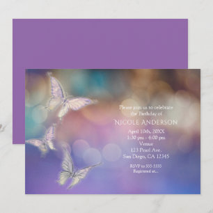 Invitation Cartons d'invitation de fête Papillons Pastel Prin