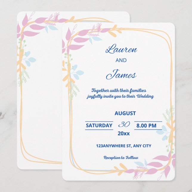 Invitation Cartons d'invitation de mariage (Devant / Derrière)