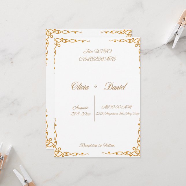 Invitation Cartons d'invitation de mariage (Devant/Arrière en situation)