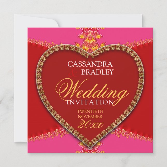 Invitation Cartons d'invitation de mariage à dentelle or rose (Devant)