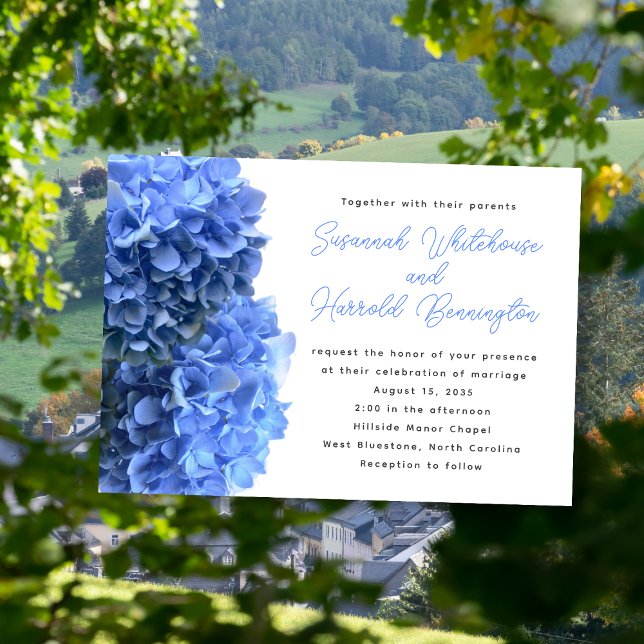 Invitation Cartons d'invitation de mariage à fleurs bleues (Créateur téléchargé)