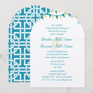 Invitation Cartons d'invitation de mariage à guirlande bleue