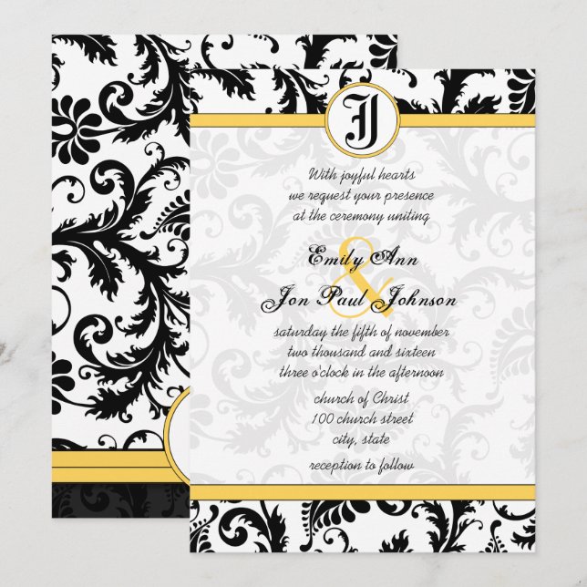 Invitation Cartons d'invitation de mariage à tourbillons en d (Devant / Derrière)