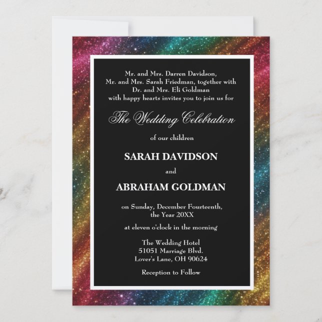 Invitation Cartons d'invitation de mariage arc-en-ciel pour p (Devant)