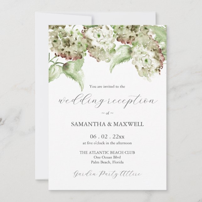 Invitation Cartons d'invitation de mariage au Hortensia Vert  (Devant)