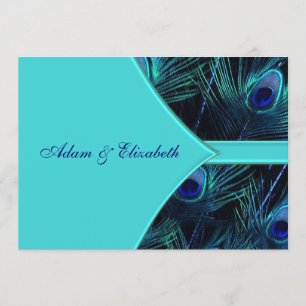 Invitation Cartons d'invitation de mariage au paon bleu sarce