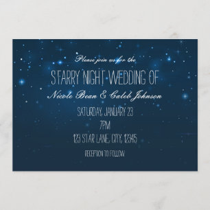 Invitation Cartons d'invitation de mariage bleu ciel nuit éto