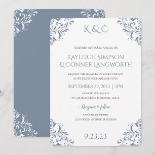 Invitation Cartons d'invitation de mariage bleu poussiéreux  