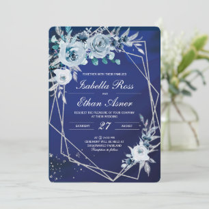 Invitation Cartons d'invitation de mariage bleu royal et arge