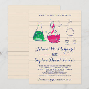 Invitation Cartons d'invitation de mariage de chimie rose et 