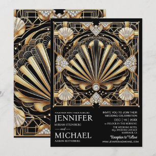 Invitation Cartons d'invitation de mariage diamant noir et or