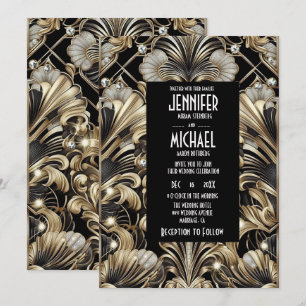 Invitation Cartons d'invitation de mariage diamant noir et or