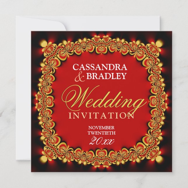 Invitation Cartons d'invitation de mariage Eastern Fire Red G (Devant)