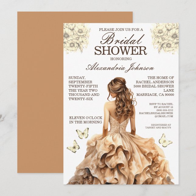 Invitation Cartons d'invitation de mariage élégants en or (Devant / Derrière)