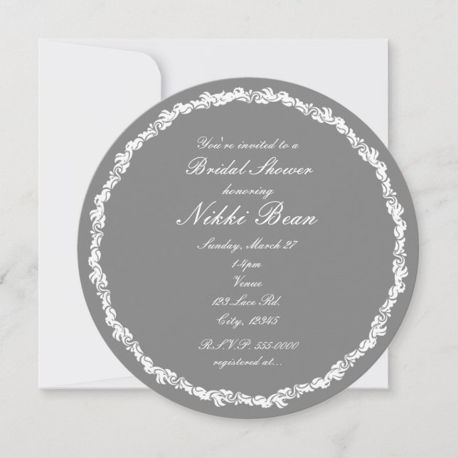 Invitation Cartons d'invitation de mariage élégants gris et b (Devant)