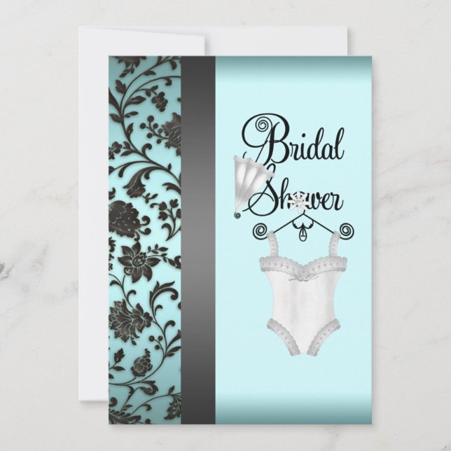 Invitation Cartons d'invitation de mariage en damas bleu sarc (Devant)