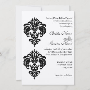 Invitation Cartons d'invitation de mariage en damas noir